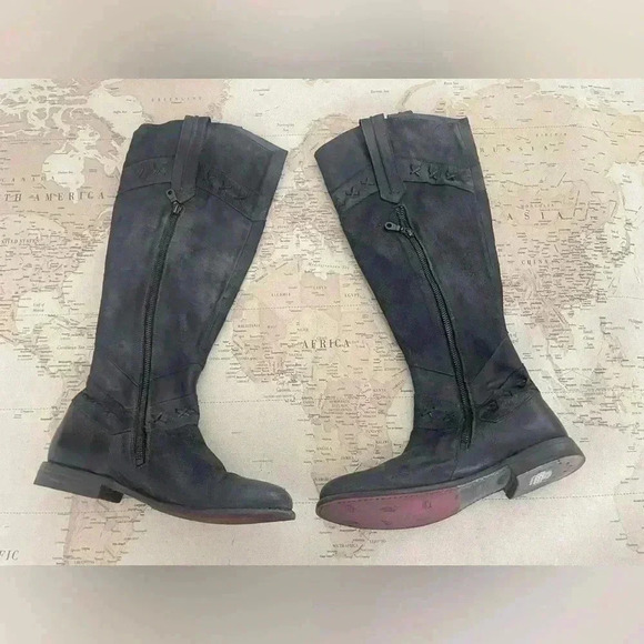 Bed Stu Midge Western Boots Cobbler Series Knee High Leather  Black 39 EUC - Picture 2 of 15